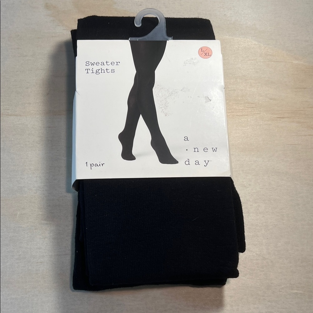 NWT A New Day Black Sweater Tights Sz L/XL